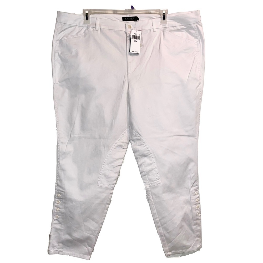 NWT Lauren Ralph Lauren White Cotten Stretch 4 Pockets Pants Equestrian Size 22W - Picture 2 of 12